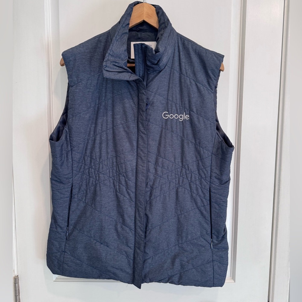 Google Gray Zip-Up puffer vest zippered pockets hidden zipper merchandise store